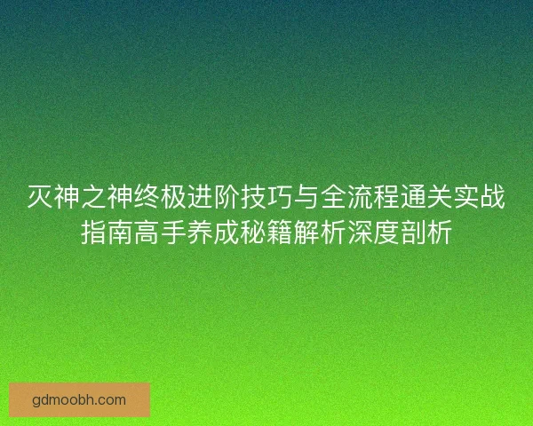 灭神之神终极进阶技巧与全流程通关实战指南高手养成秘籍解析深度剖析